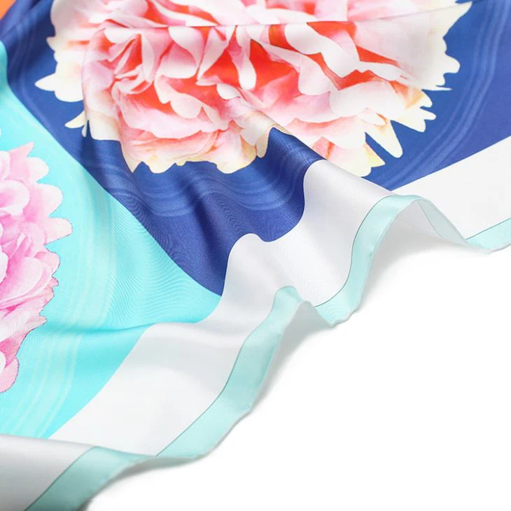Cheap Square Flower Silk Scarves