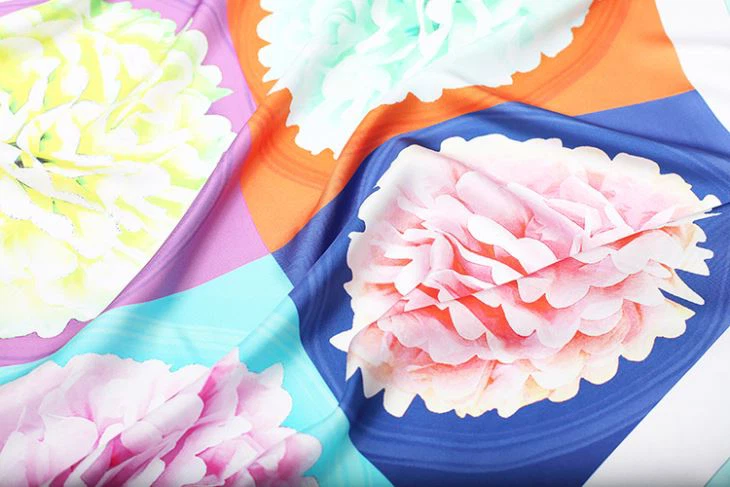Cheap Square Flower Silk Scarves